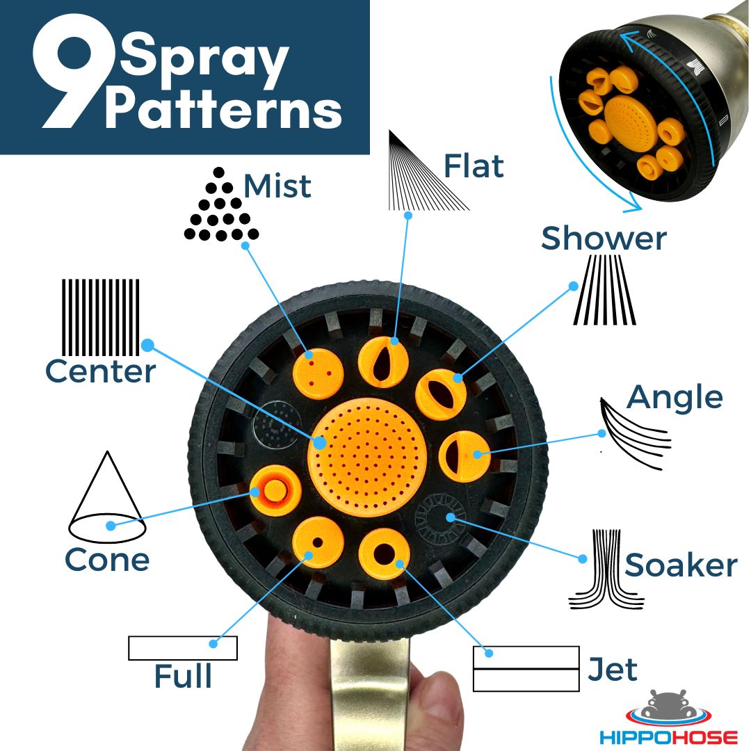 9 Spray Patterns Garden Hose Nozzle