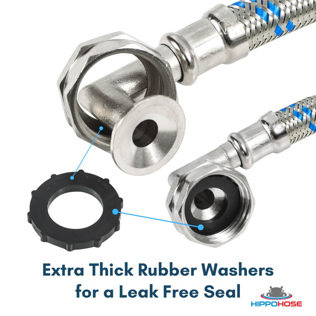 S-Configuration - Double-Sided 90 Degree Elbow Connections - Stainless Steel Washing Machine Hose
