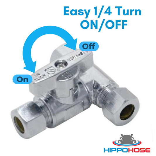 Threaded T-Stop Compression Valve for Under Sinks - Lead Free/Safe for Drinking Water - Connect to Dishwashers, RO Systems, Refrigerators & More