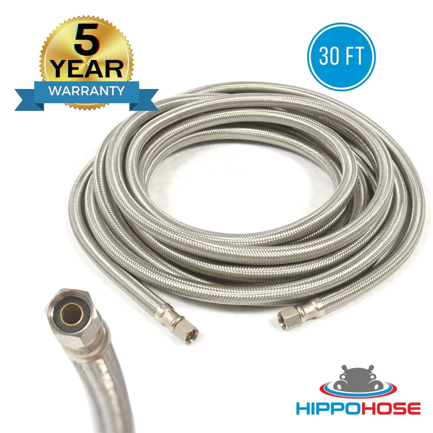 Refrigerator Supply Hose - Icemaker Hose for Ice & Water - Safe for Drinking Water - Universal 1/4" x 1/4" Fittings for All Refrigerator Brands