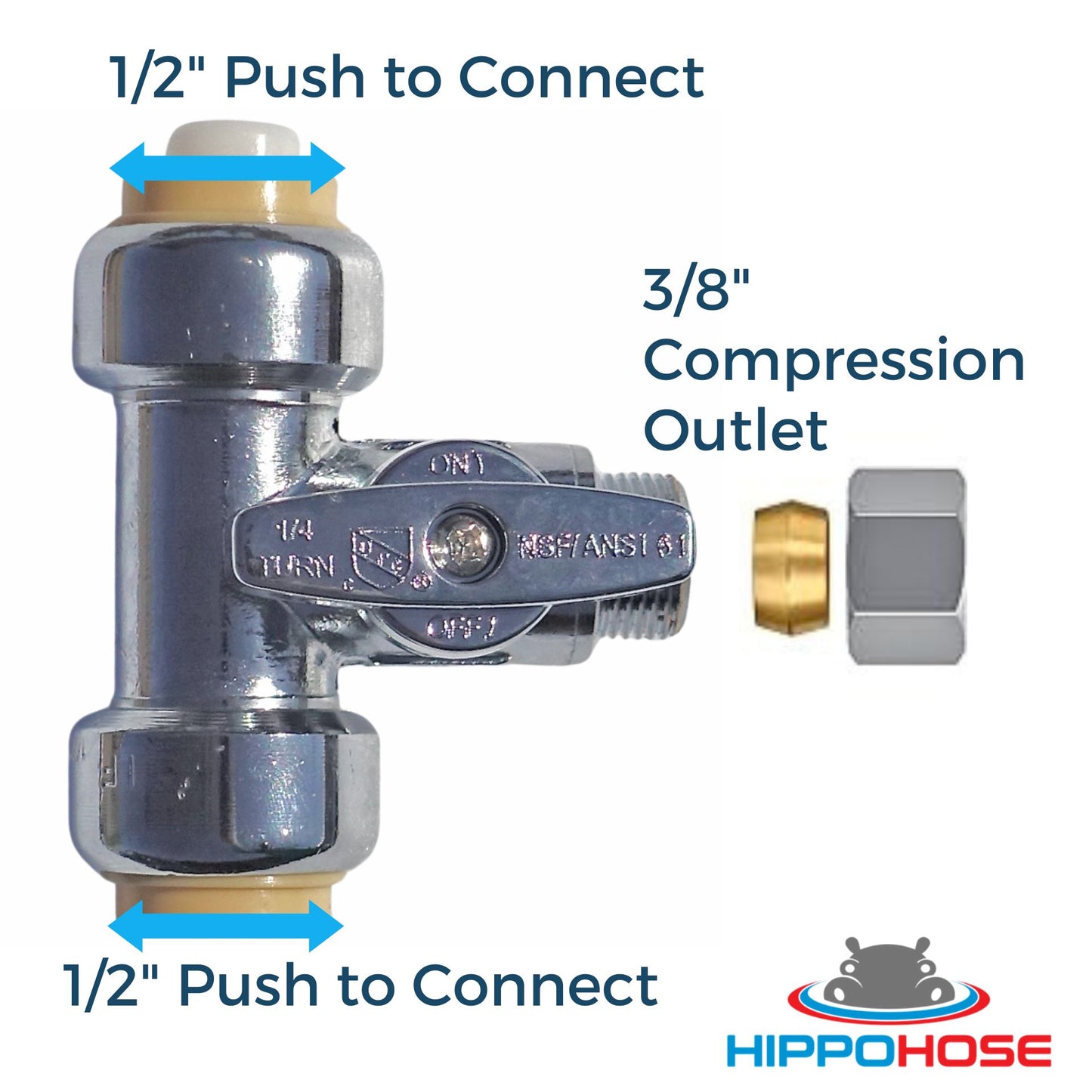 T-Stop Valve Push to Connect Compression