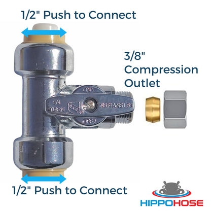 T-Stop Valve Push to Connect Compression