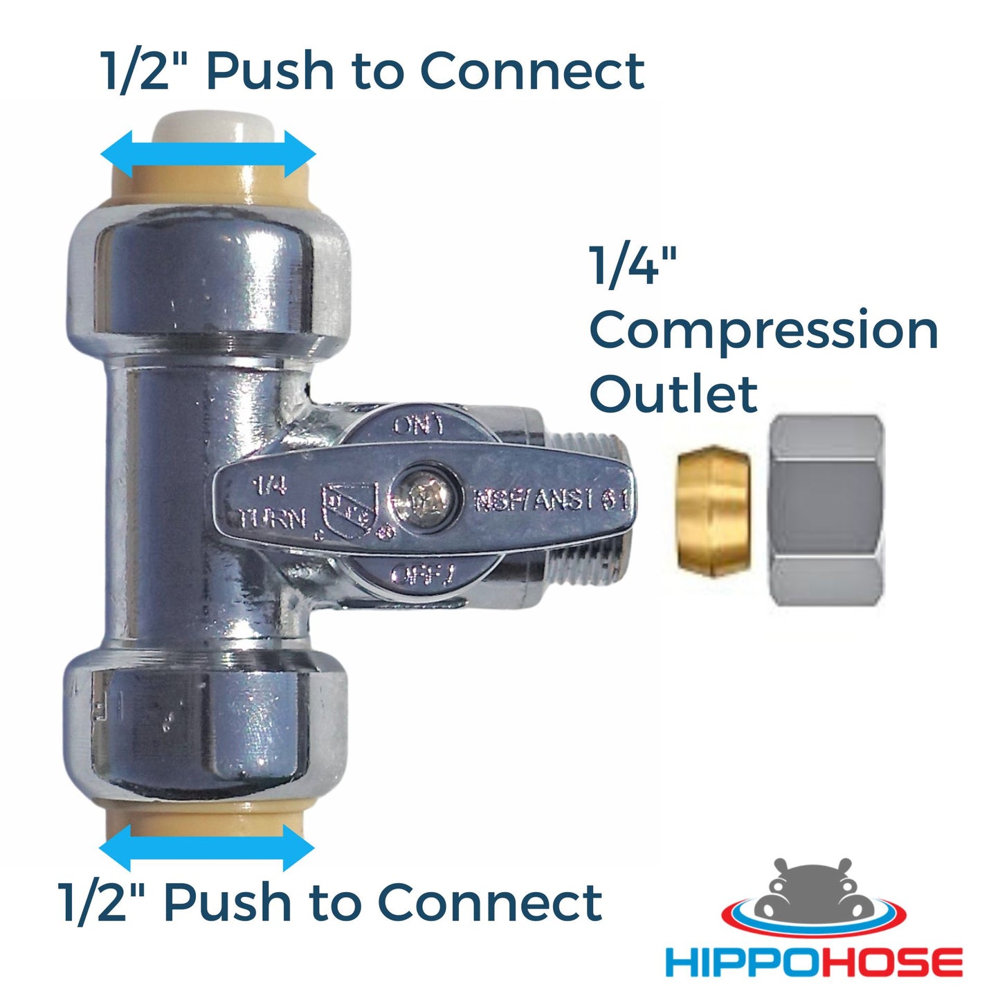 T-Stop Valve Push to Connect Compression