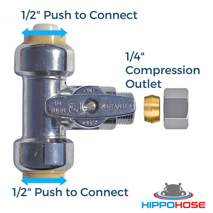 T-Stop Valve Push to Connect Compression