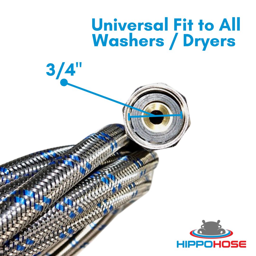 Washing Machine Hoses (2 Pack) - OCTAGON Connections for Secure Tightening - Universal Fit to All Washing Machines - Burst Proof