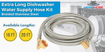 Dishwasher Water Hose - Dishwasher Supply Line - AB 1953 Certified Safe for Drinking Water - Stainless Steel