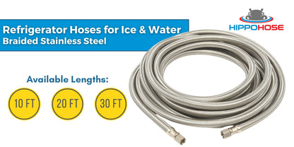 Refrigerator Supply Hose - Icemaker Hose for Ice & Water - Safe for Drinking Water - Universal 1/4" x 1/4" Fittings for All Refrigerator Brands