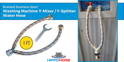 Y-Splitter Washing Machine Hose - Universal Fit 3/4" Connections - OCATAGON Connections for Secure Leak-Free Hookup