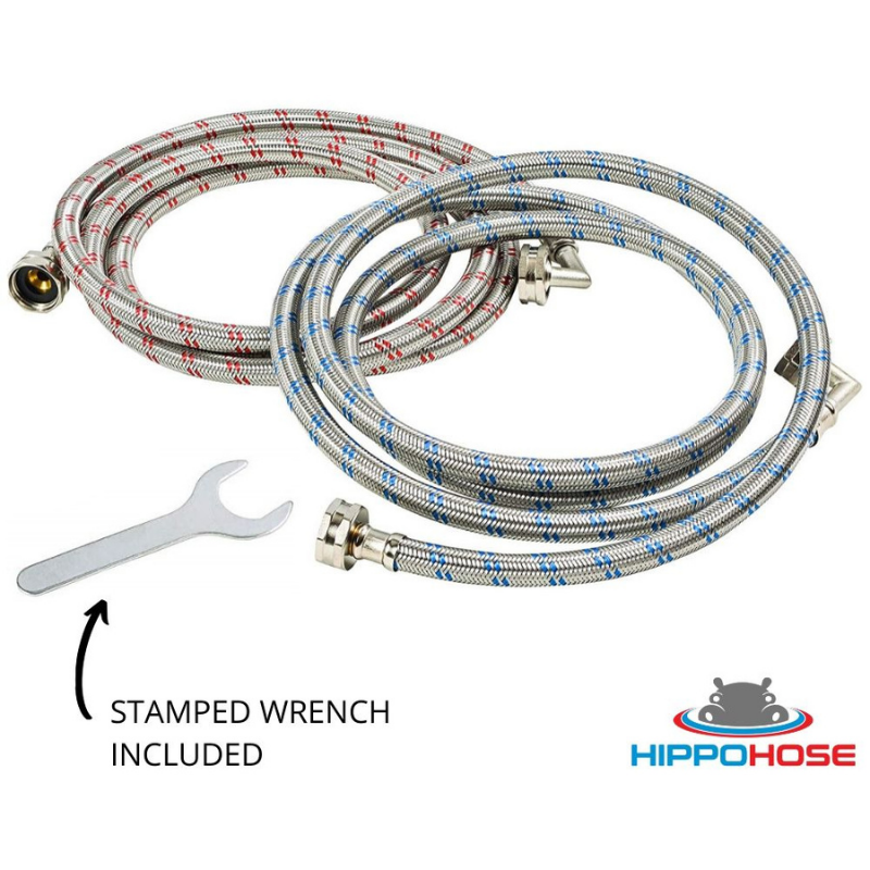 Stainless Steel Washing Machine Hose – Single-Sided 90 Degree Elbow Connection